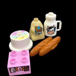 Duplo Bakery Accessory Set With Milk Jug Wheat Bag Cake & Bread Pieces